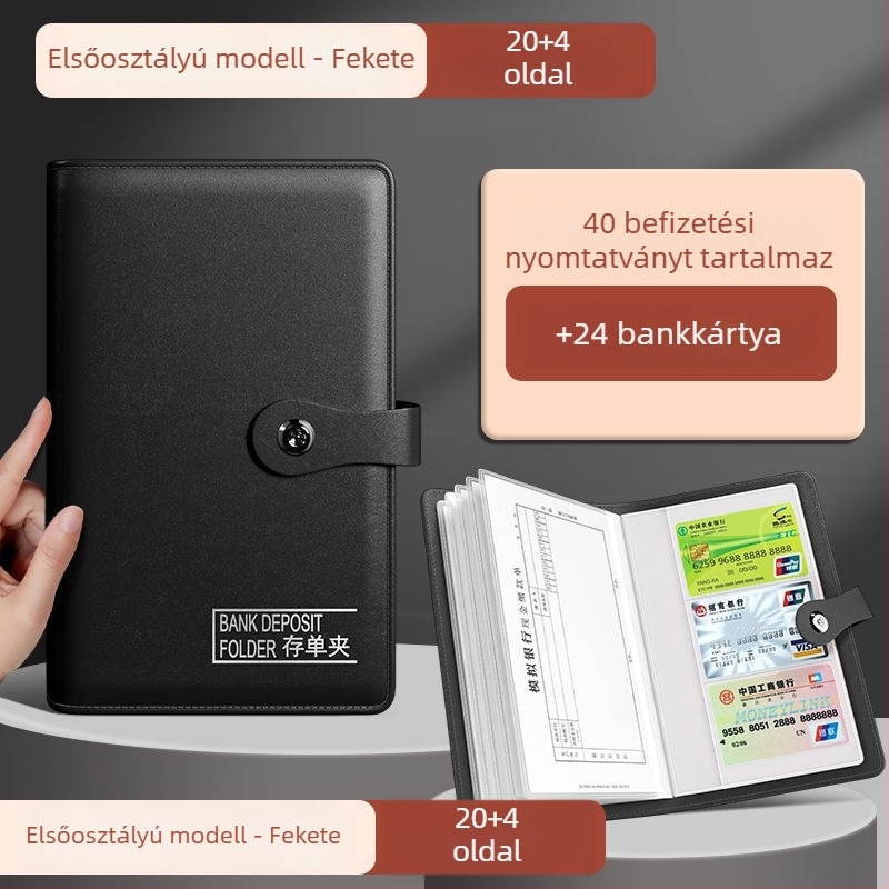Egyoldalas mappa befizetési nyugtákhoz, PU anyag, csipesz 228, kompatibilis a standard papírtípusokkal, logó nyomtatása elérhető, testreszabás
