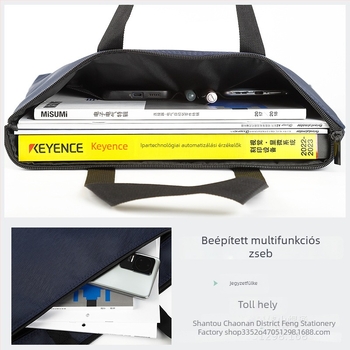 YT256 Magas rugalmú Oxford vászon iratmappa, többszintű üzleti táska cipzárral, uniszex, két rekesz, logó testreszabás lehetséges