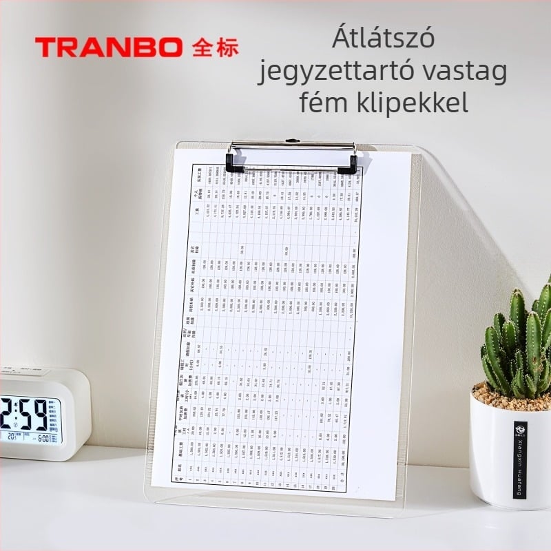 TRANBO Japán stílusú irodai táblacsipesz – műanyag, többoldalas mappa, testreszabható feldolgozás