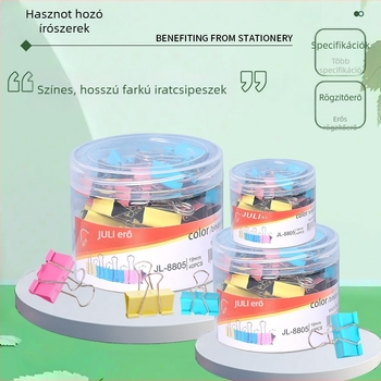 19 mm-es színes fém hosszú farok klipek, dovetail stílus, tubusos csomagolás 40 db