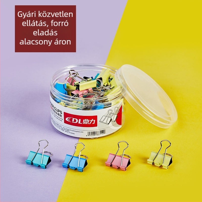 Színes fém klipek dokumentumokhoz, hosszú szárú irodai kellék