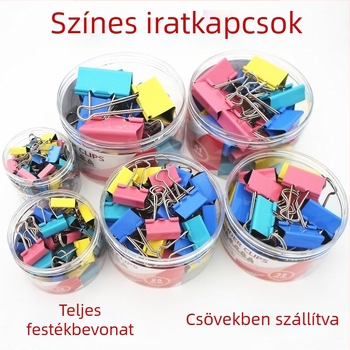 Színes fém hosszú farokkal ellátott klipek spirálcsővel, irodai és jegyekhez