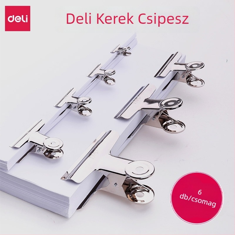 Deli 9523 Kerek jegyklip, Fém klip, 6 db, 51 mm