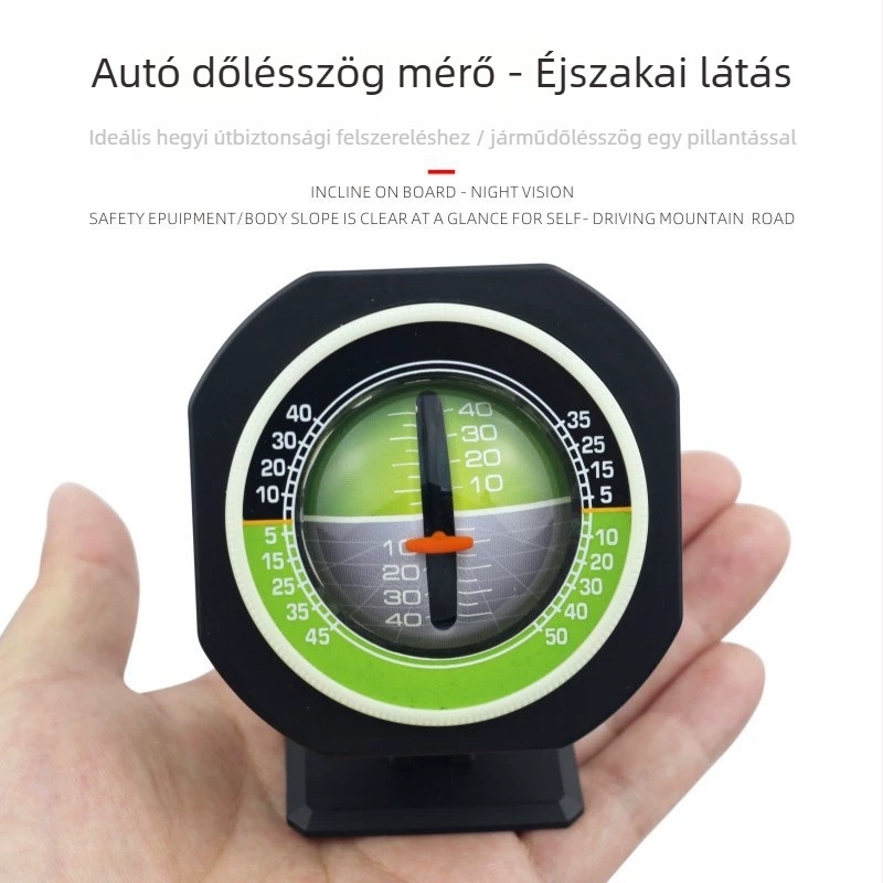 Autóval használható inclinometer beépített világítással és éjjeli fénnyel, iránytűvel, PDY-3 modell, vízálló