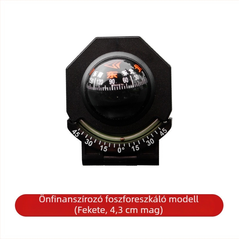 Járműre szerelhető iránytű dőlésszögmérővel, hordozható, világító, fémből