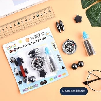 Mágneses és iránytűs tudományos kísérletszett — oktatási fizikai játék, interaktív tanulás 7–14 éveseknek