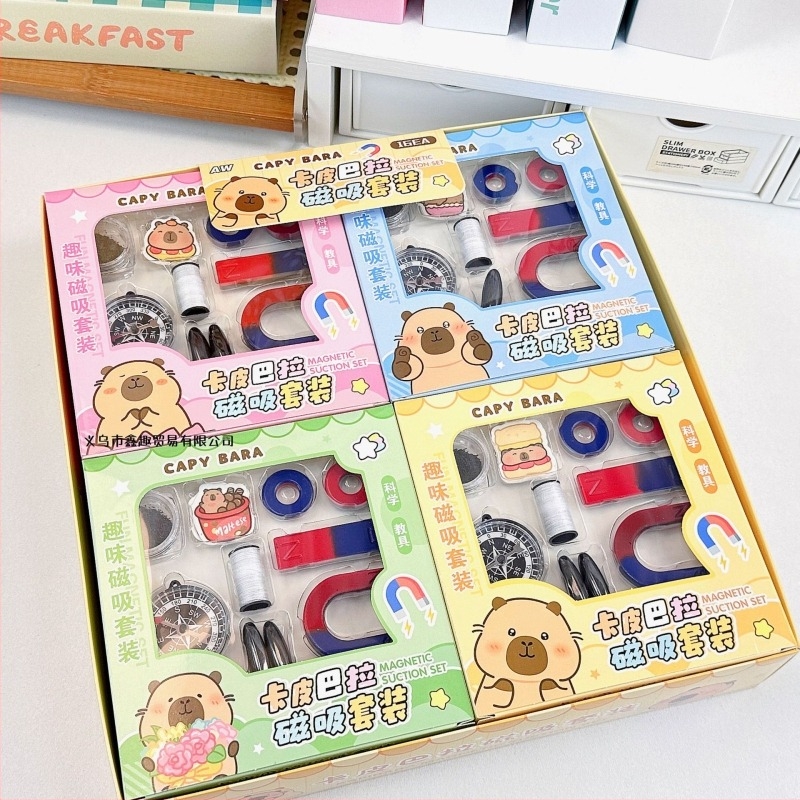 Fizika tanuló készlet mágneses iránytűvel — U-alakú mágnes a kísérletekhez, fém felépítés, 7–14 éveseknek