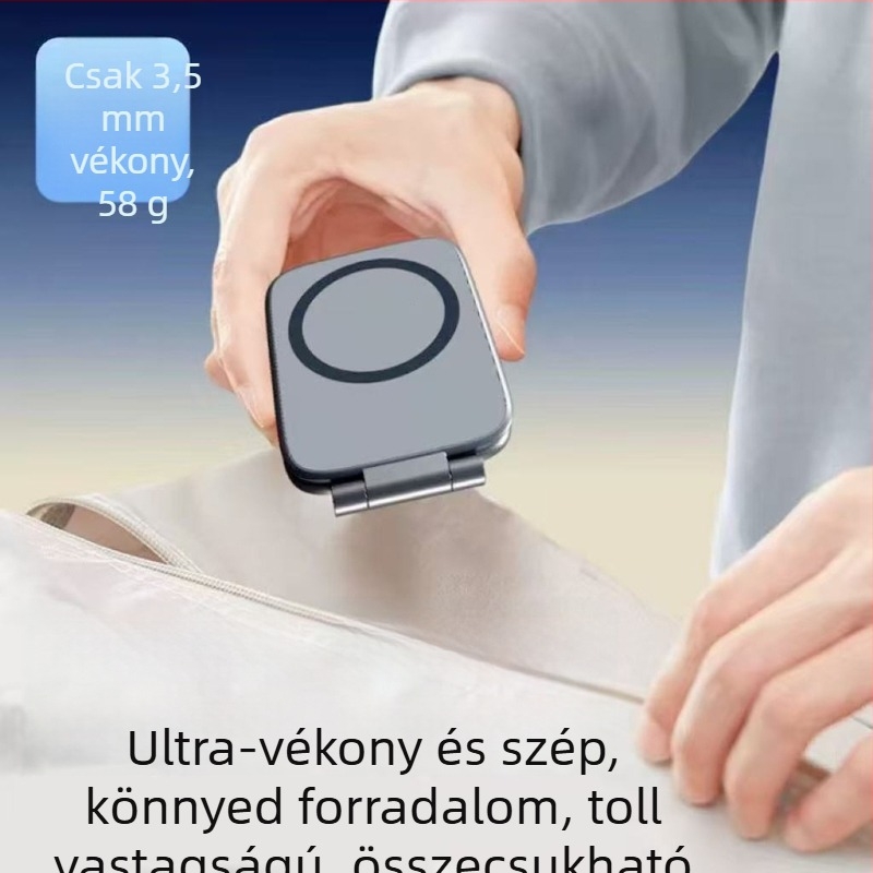 Ultra vékony mobiltelefon-tartó, összecsukható, mágneses szívóerővel, autóba a műszerfalra (univerzális modell, műanyag, rezgések elleni)