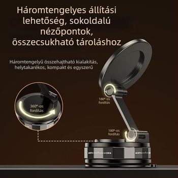 Mágneses autós telefontartó vákuumos rögzítő alappal — univerzális ötvözet tartó, rezgéscsillapító