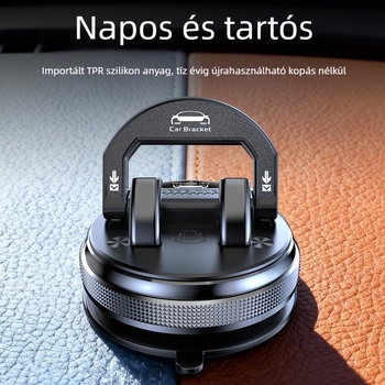 Autótelefon-tartó forgatható fejjel, vákuumos rögzítés, csúszásmentes műszerfal matt, ABS anyag