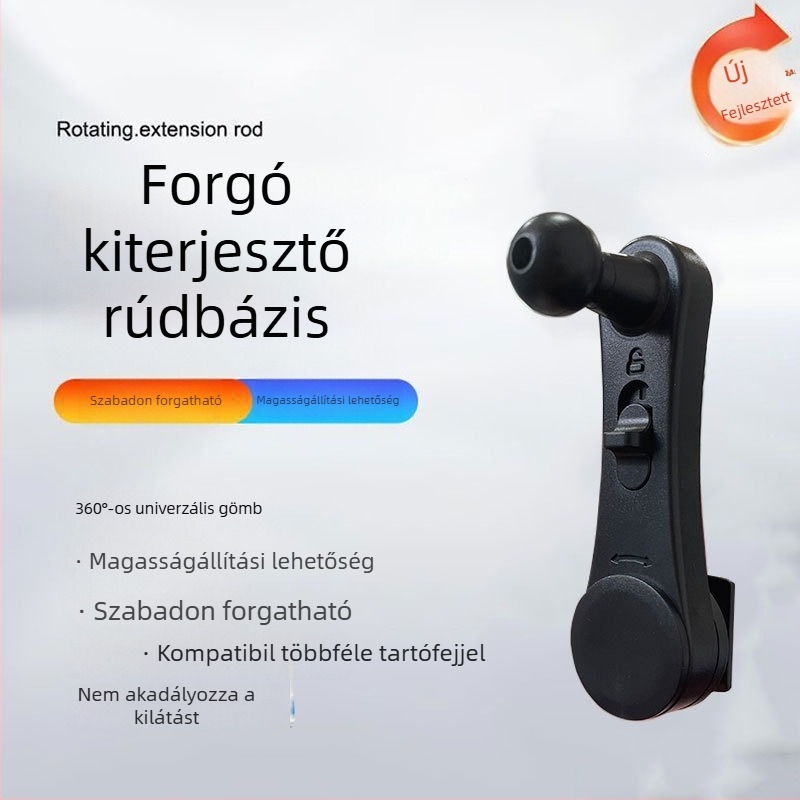 Autó légcsatornába illeszthető telefontartó hosszabbító rúddal és snap-on rögzítéssel