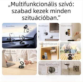Mágneses autótelefon-tartó, hajlítható, forgatható, ultra-stabil, vákuumos rögzítés