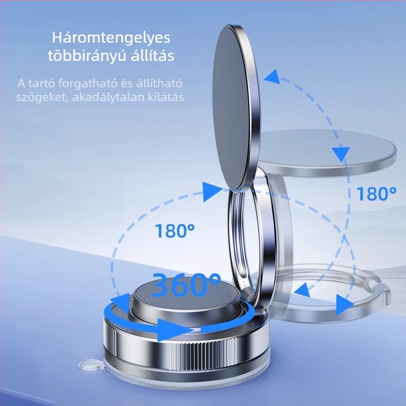 Autótelefon-tartó vákuumos abszorpcióval és mágneses rögzítéssel, univerzális kompatibilitás, szívócsésze rögzítés