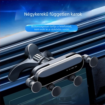 Autótelefon-tartó szellőzőrácsra szerelve, 360°-os forgás, stabil navigációs tartó