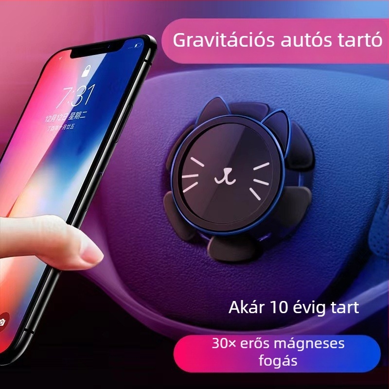 Universális telefontartó kormányhoz gravitációs giroszkóppal és vákuumos rögzítéssel, ragasztó telepítés, 5W