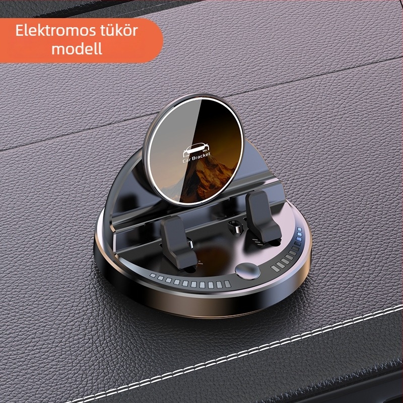 Autótelefon-tartó 15W-os vezeték nélküli töltéssel, csúszásmentes szilikon, 360°-os forgás, felrögzíthető a műszerfalra