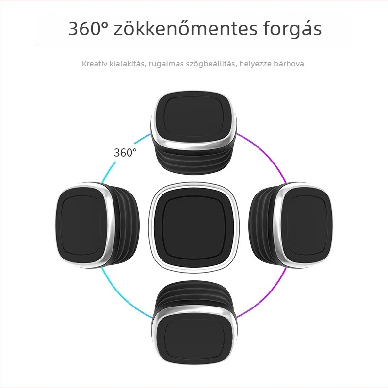 360°-os forgású mágneses autós telefon-tartó, műszerfalra szerelhető, univerzális, modell 1048