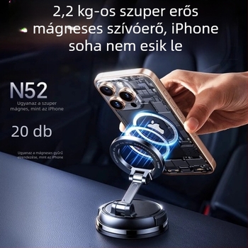 Univerzális mágneses autótelefon-tartó vákuumos rögzítéssel a szélvédőre, navigációhoz