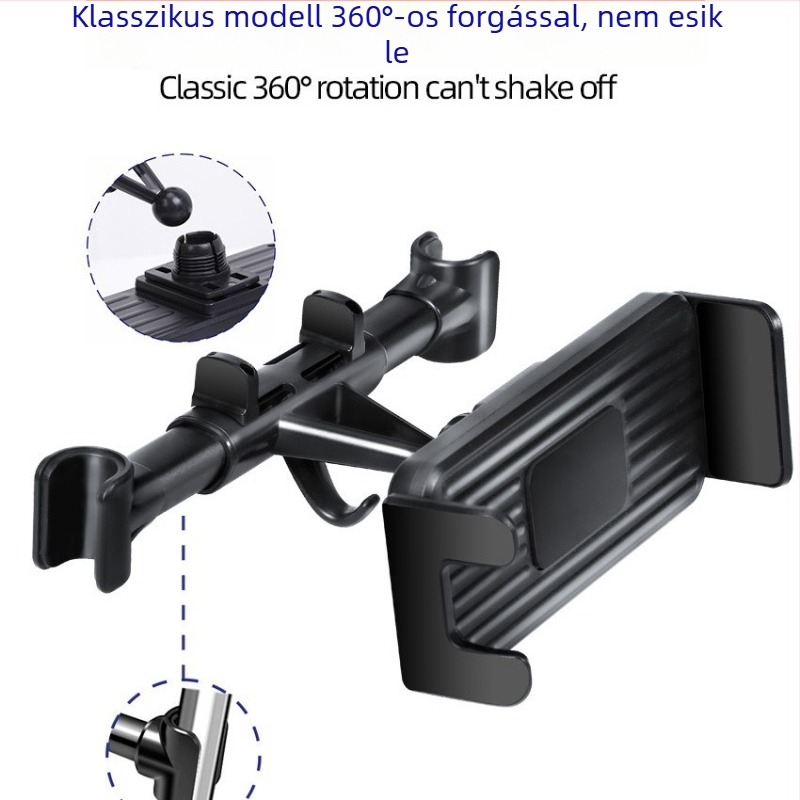 Autó hátsó fejtámla tartó telefonhoz és tabletához, teleszkópos, rögzítés gyors csattal, testre szabható márka