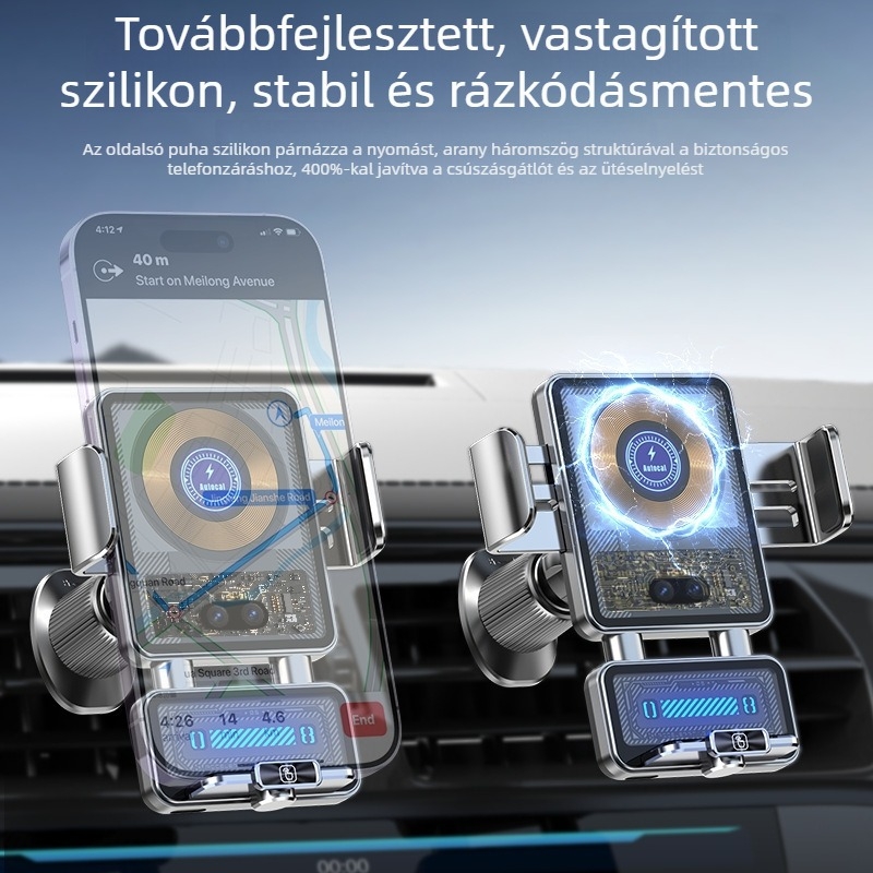 2025-ös, autóba való telefon tartó vezeték nélküli mágneses töltéssel és szenzorral, 66W gyors töltés