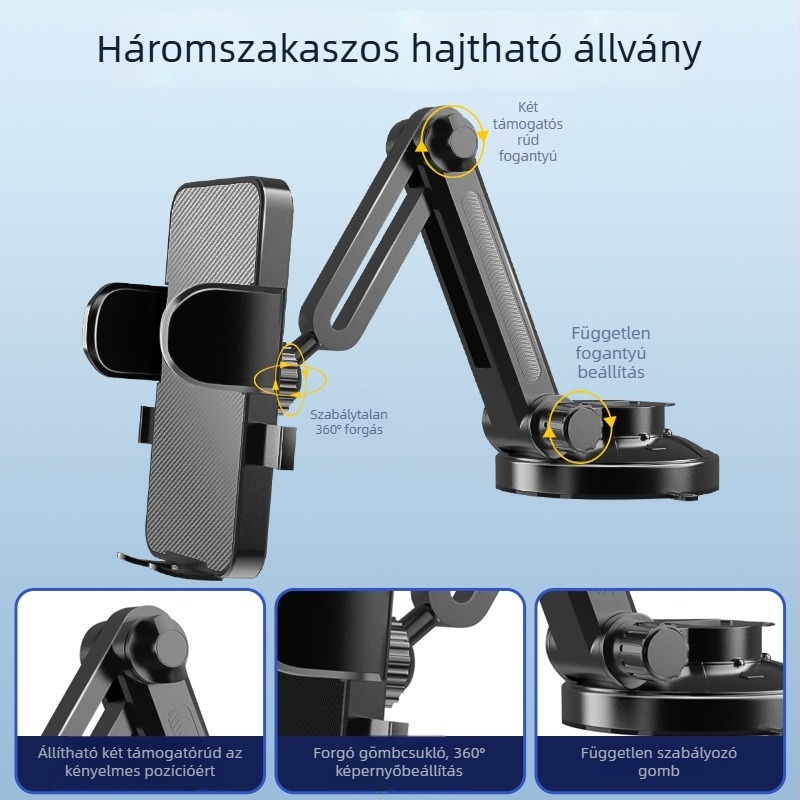 WU Autós telefon-tartó - Univerzális illeszkedés - Vákuumos rögzítés - Első szélvédő