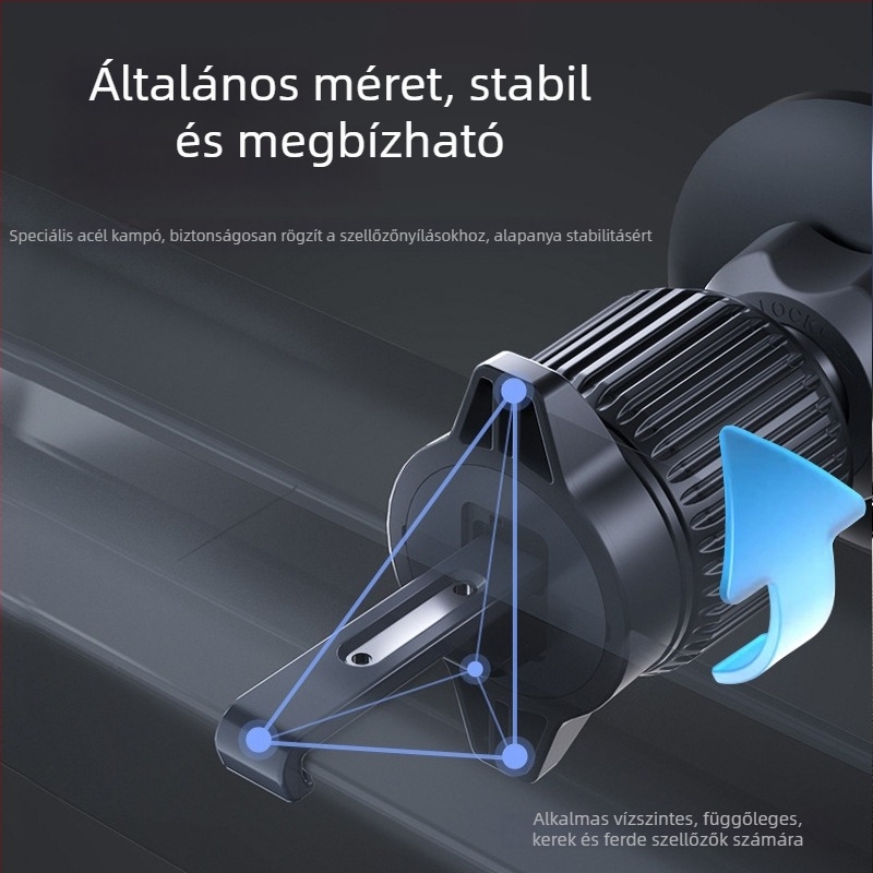 Autóhoz szánt vezeték nélküli töltő tartó - 360°-os forgás, mágneses töltés, 15W, szellőzőnyílásra szerelhető, univerzális kompatibilitás