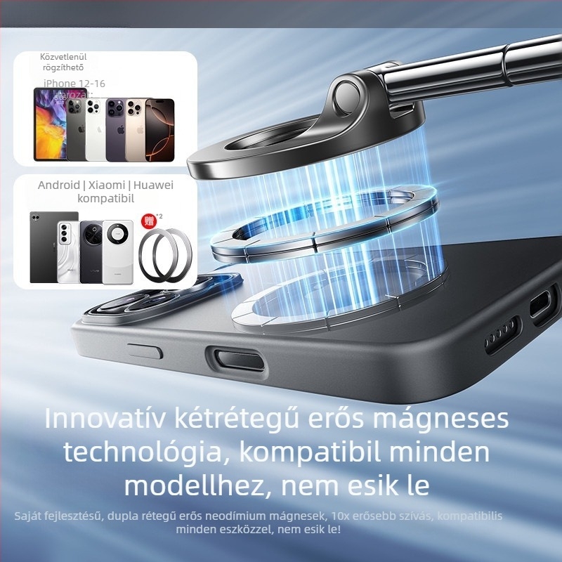 Mágneses autós telefontartó vákuumszívóval – univerzális szélvédő-tartó navigációhoz