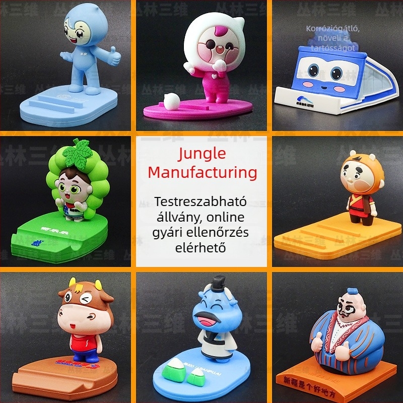 Cartoon típusú telefonállvány, testre szabható 3D PVC puha figura, DIY asztali tartó
