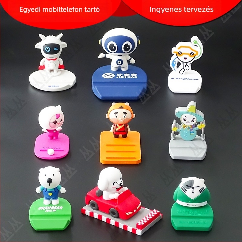 Rajzfilmszerű telefonos állvány, testreszabható aranyos figura, személyre szabott ajándék, 3D kreatív PVC asztali tartó