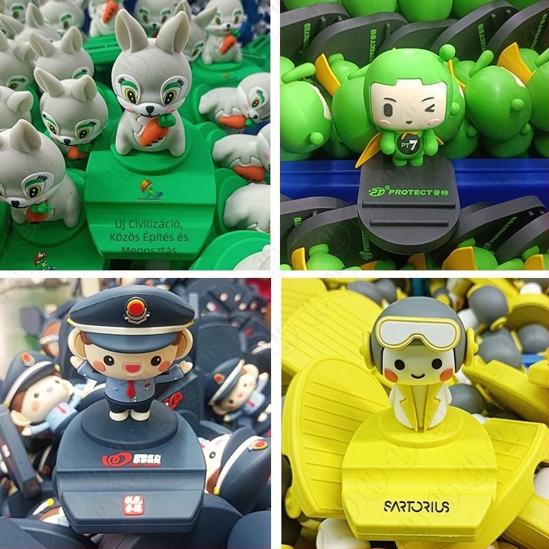 Rajzfilmszerű telefonos állvány, testreszabható aranyos figura, személyre szabott ajándék, 3D kreatív PVC asztali tartó