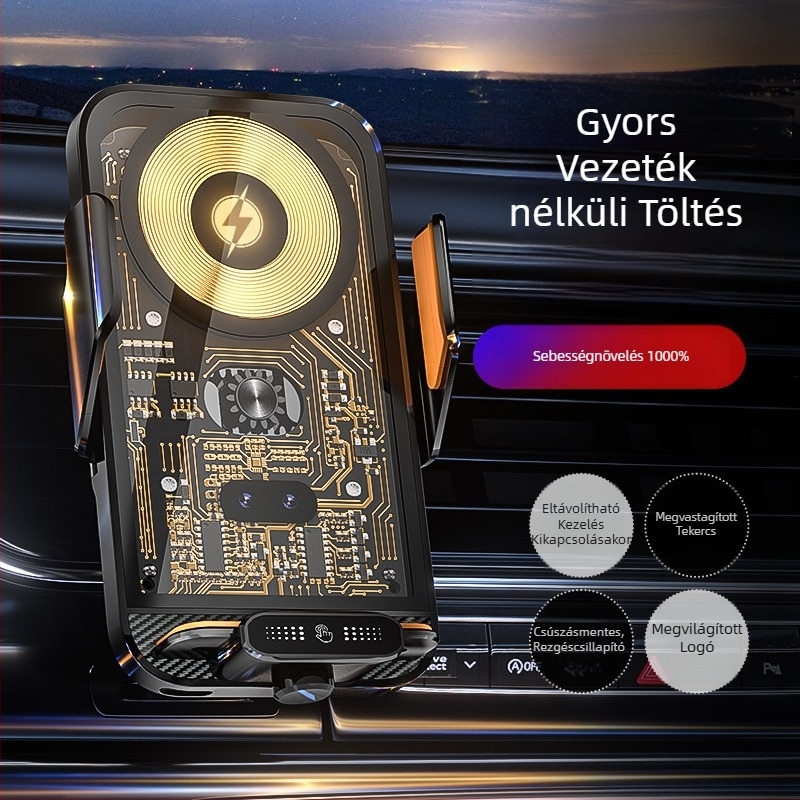C05 Autós vezeték nélküli töltő mágneses tartóval — 66W gyors töltés, automata rögzítés, szellőzőnyílásra szerelhető
