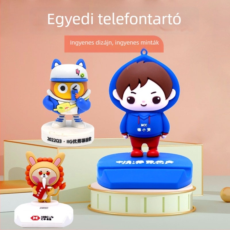 PVC puha gumi telefon-tartó – személyre szabható aranyos 3D maszkot, asztali DIY állvány