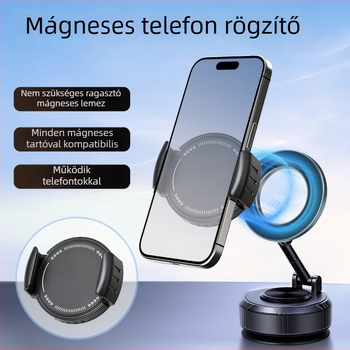 Univerzális mágneses autós telefontartó 15W vezeték nélküli töltéssel, Snap-On szerelés, légcsatornára szerelhető