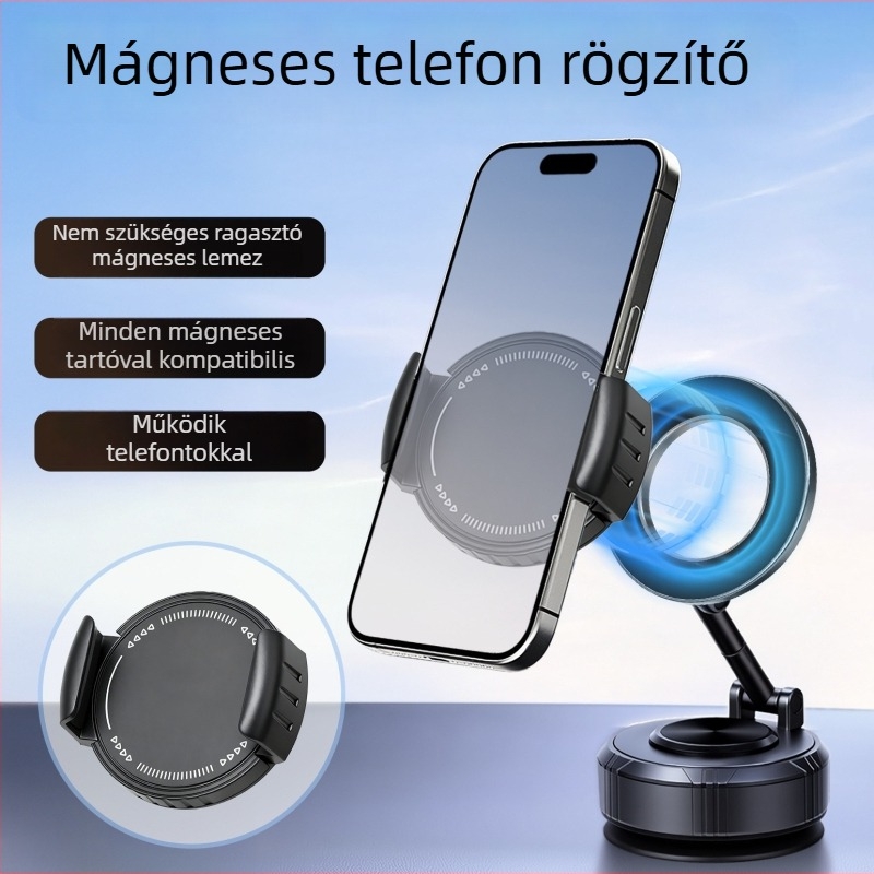 Univerzális mágneses autós telefontartó 15W vezeték nélküli töltéssel, Snap-On szerelés, légcsatornára szerelhető