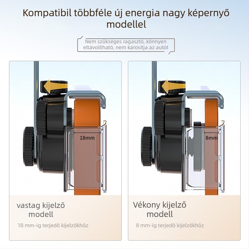Autó műszerfalra szerelhető kijelzőtartó, alumínium ötvözet, univerzális modell, rögzítés Snap-on, 360° forgás, 360° teleszkópos állítás