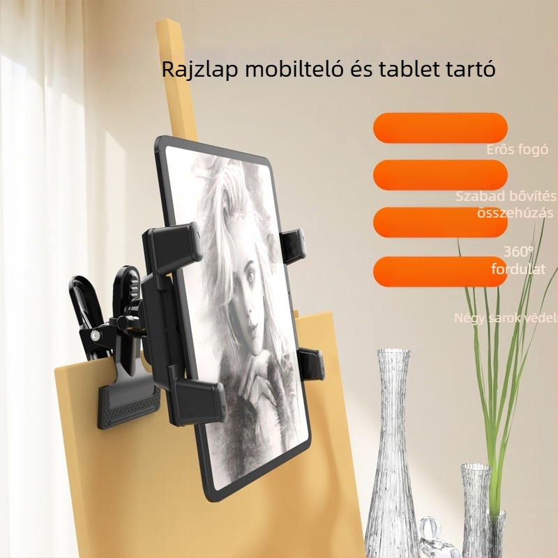Fémes univerzális autótelefon-tartó állvány, klipszes, Modell D001, kompatibil Apple, Huawei és Xiaomi