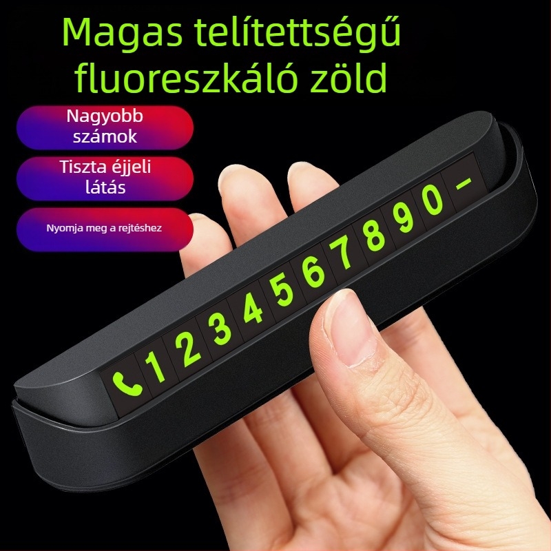 Világító autó ideiglenes parkolási tábla, csúszásmentes, elrejtett manőverezéshez, belső dekoráció telefonszámmal — Modell: 4941; Anyag: Egyéb; Logó nyomtatás: Elérhető