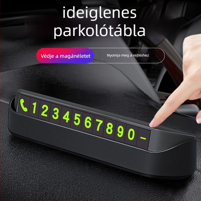 Világító autó ideiglenes parkolási tábla, csúszásmentes, elrejtett manőverezéshez, belső dekoráció telefonszámmal — Modell: 4941; Anyag: Egyéb; Logó nyomtatás: Elérhető