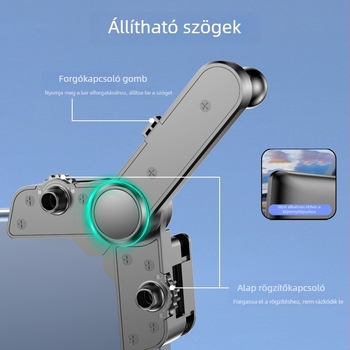 DP02 Új modell 2025: Autós telefon-tartó nagyképernyővel és műszerfalra rögzíthető csipesz