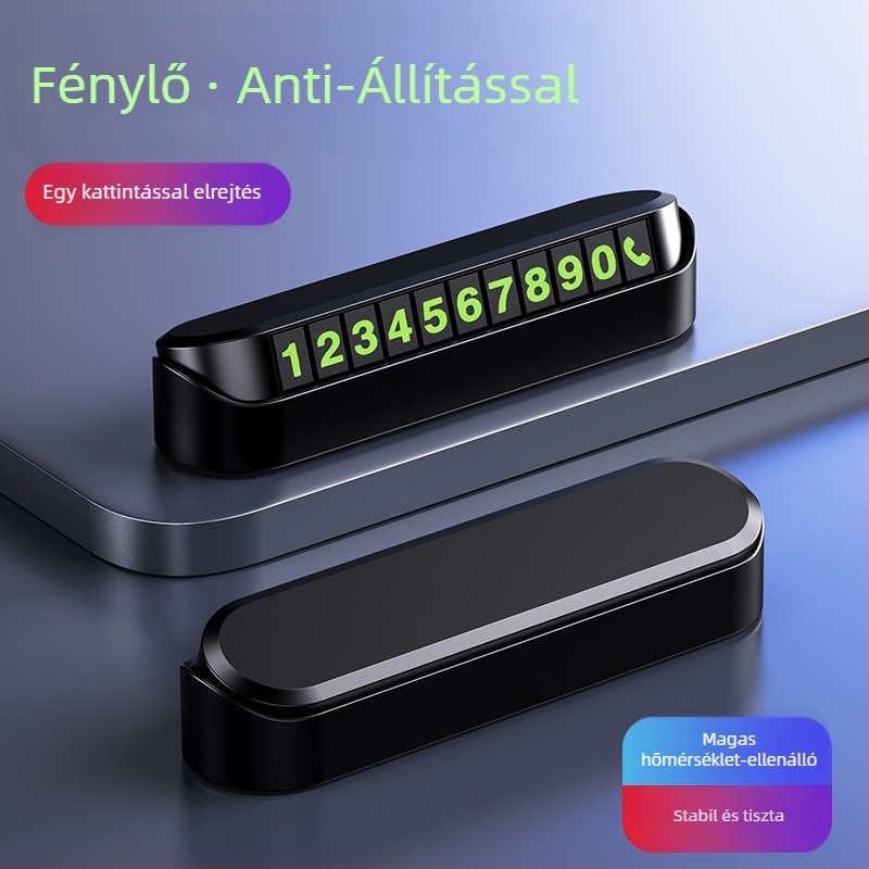 Világító nyomógombos ideiglenes parkolási tábla telefonszám-tartóval, műanyag, testreszabás elérhető, magánmárkák támogatottak