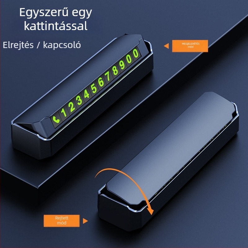 Autó parkolási számlemez, rejtett dizájn, műanyag anyag, logó nyomtatás elérhető