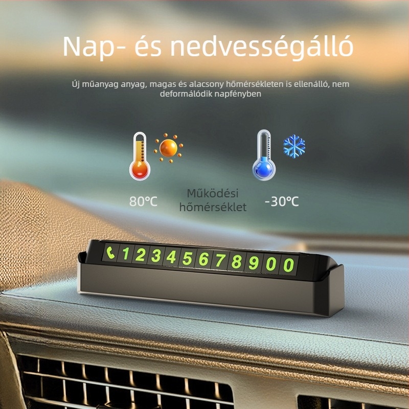 Autó parkolási számlemez, rejtett dizájn, műanyag anyag, logó nyomtatás elérhető
