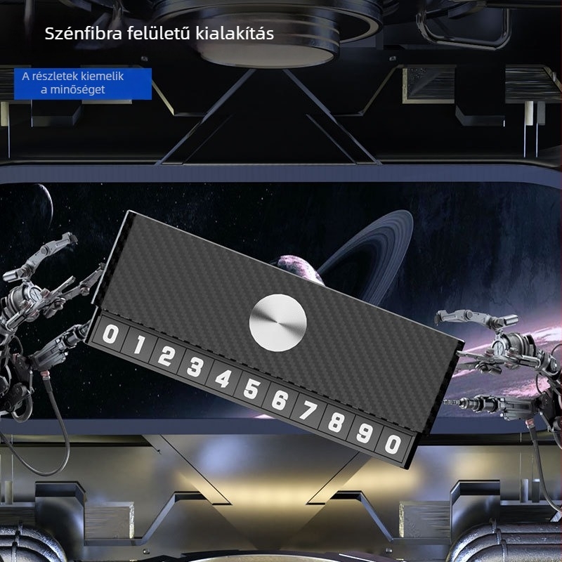 Rejtett rendszám szénszálas mintával, fémből készült, nyomtatott logóval testreszabható