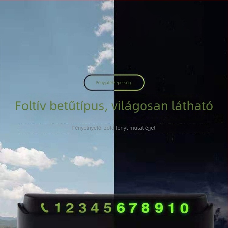 Rejtett autótelefon-szám tábla, 7 az 1-ben parkolókártya, anyag: műanyag, modell: STOP jel, logónyomtatás elérhető