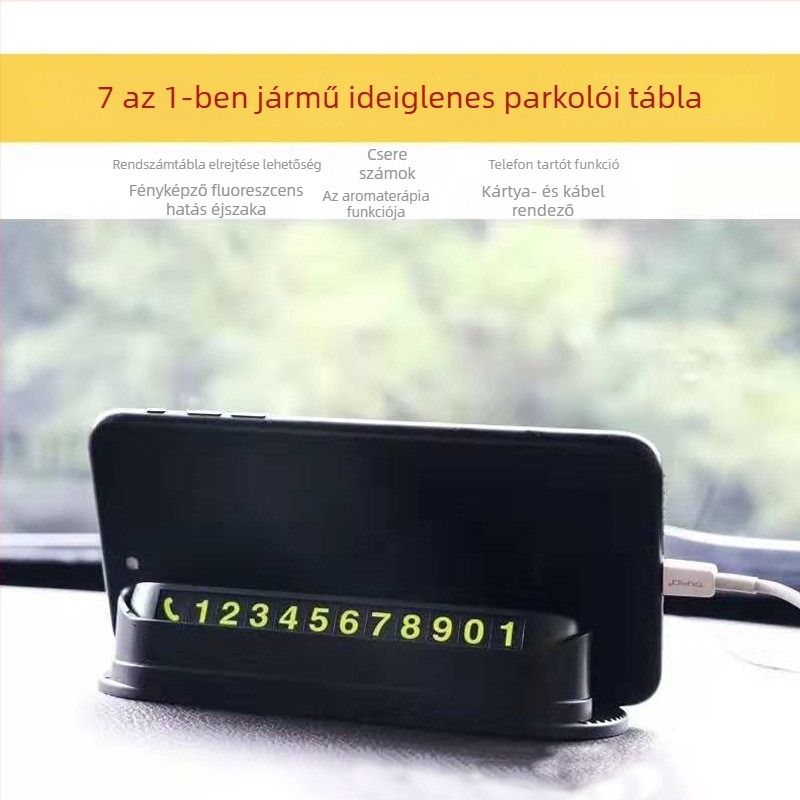 Rejtett autótelefon-szám tábla, 7 az 1-ben parkolókártya, anyag: műanyag, modell: STOP jel, logónyomtatás elérhető