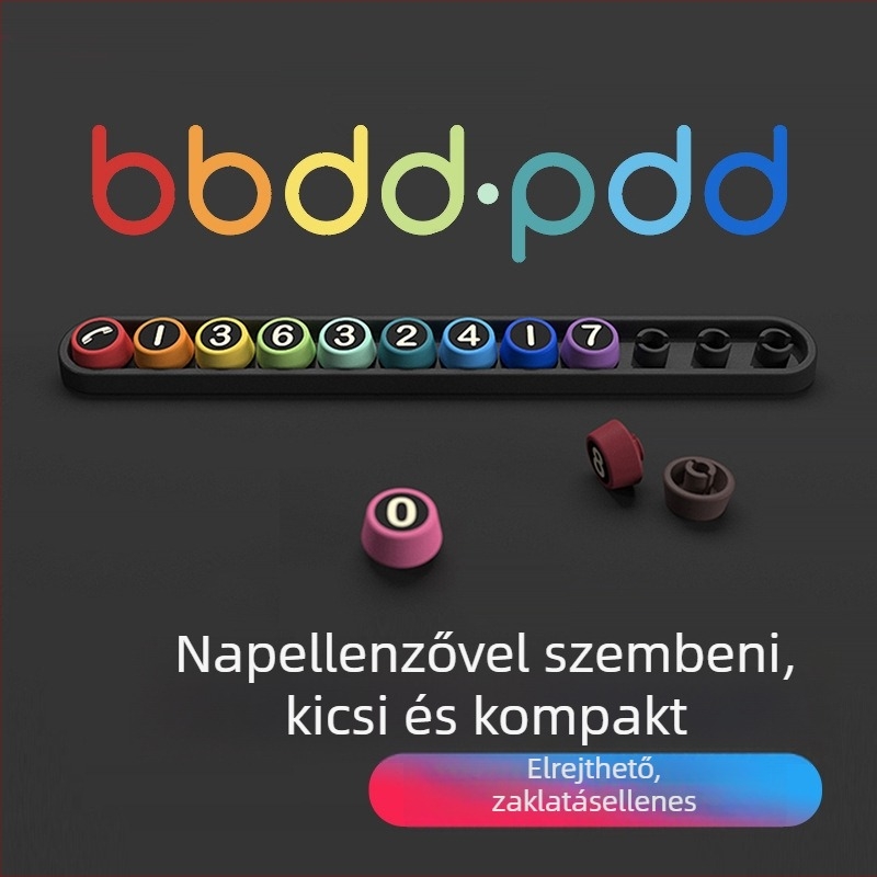 bbdd Eredeti tervezés – Alap kiadás Ideiglenes parkolási szám tábla, műanyag, modell Pindoudou Basic, logó nyomtatás elérhető
