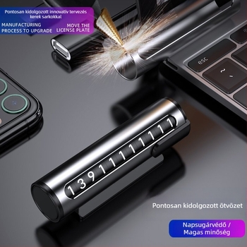 Rejtett jármű rendszám dísze – Modell 001, fém, görgős tárcsázóval és telefonszámmal