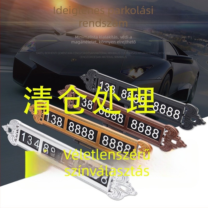 Belső autó ideiglenes parkolótábla BY-544, foszforeszkáló, műanyag, testreszabható, eredet Zhejiang