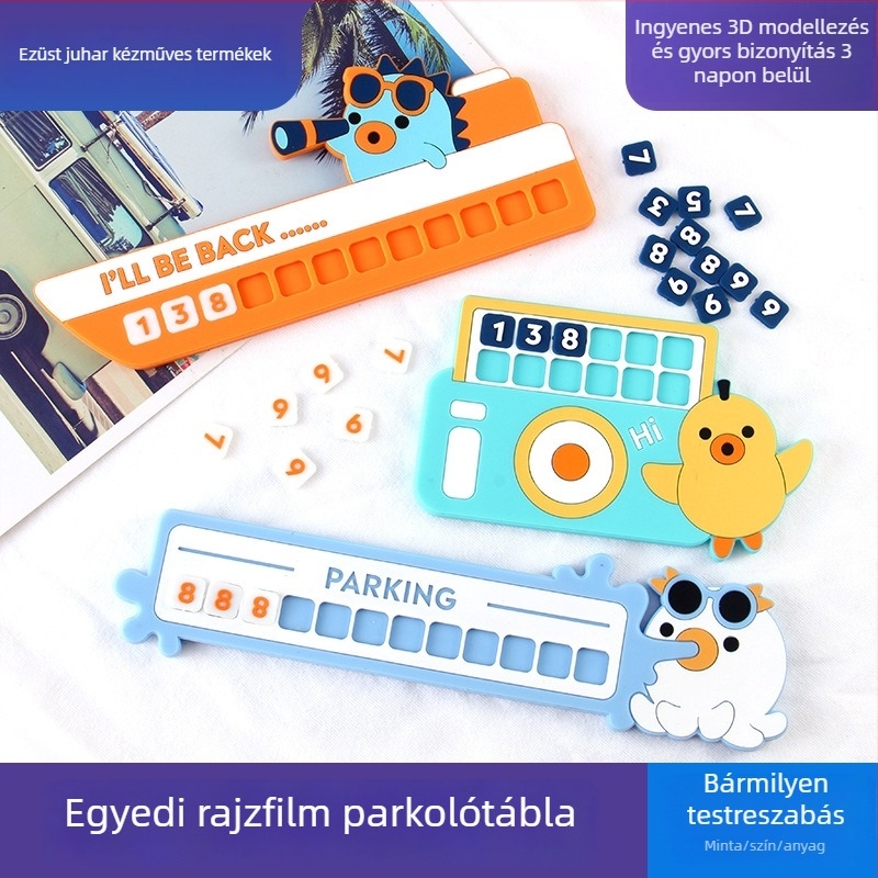 Lapos parkolási tábla, rajzfilm STOP jel, PVC puha ragasztó anyag, modell YF0822, logónyomtatás elérhető