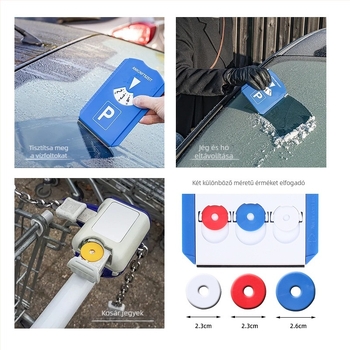 Műanyagból készült autóparkoló tábla jégkaparó funkcióval, hordozható — Modell Ad-04305, logónyomtatás elérhető, engedélyezett magánmárka